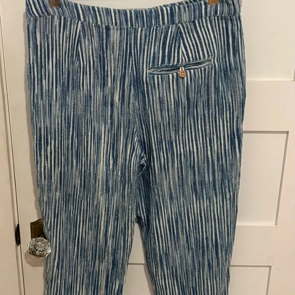 100% Cotton Free People Navy and Cream Striped Pants - Picture 3 of 10